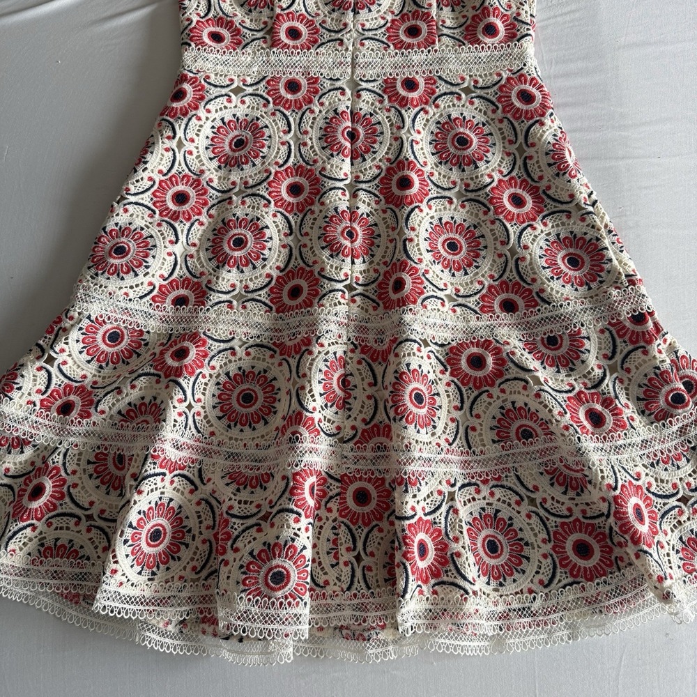 J Crew Crochet Lace A Line Dress Size 0 4th of July Boho Cottage 60s Festival - Picture 7 of 14